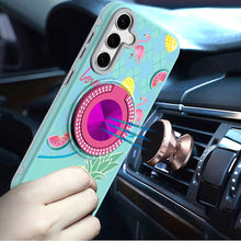 For Samsung A36 Case Printed Design Magnetic Bling Ring Stand + Tempered Glass