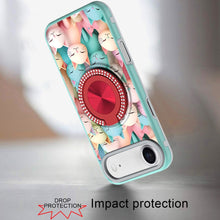 For iPhone Air Case Printed Design with Bling 360 Ring Stand + Tempered Glass