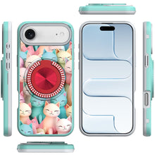 For iPhone Air Case Printed Design with Bling 360 Ring Stand + Tempered Glass