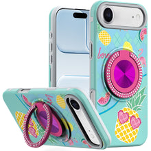 For iPhone Air Case Printed Design with Bling 360 Ring Stand + Tempered Glass