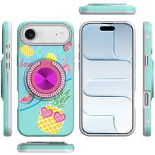 For iPhone Air Case Printed Design with Bling 360 Ring Stand + Tempered Glass