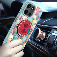 For Motorola Edge 2025 Case Printed Design Magnetic Bling Ring Stand Phone Cover