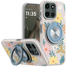 For Motorola Edge 2025 Case Printed Design Magnetic Bling Ring Stand Phone Cover