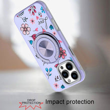 For iPhone 16 PRO MAX Case Printed Magnetic Bling Ring Stand + Tempered Glass