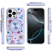 For iPhone 16 PRO MAX Case Printed Magnetic Bling Ring Stand + Tempered Glass