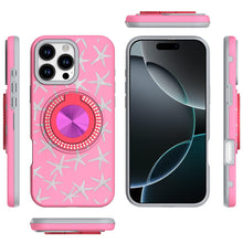 For iPhone 16 PRO MAX Case Printed Magnetic Bling Ring Stand + Tempered Glass