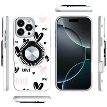 For iPhone 16 PRO MAX Case Printed Magnetic Bling Ring Stand + Tempered Glass