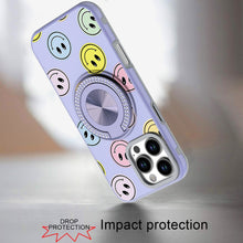 For iPhone 16 PRO MAX Case Printed Magnetic Bling Ring Stand + Tempered Glass