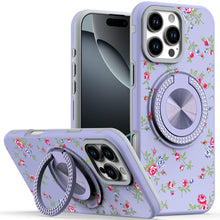 For iPhone 16 PRO MAX Case Printed Magnetic Bling Ring Stand + Tempered Glass