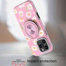 For iPhone 16 PRO MAX Case Printed Magnetic Bling Ring Stand + Tempered Glass