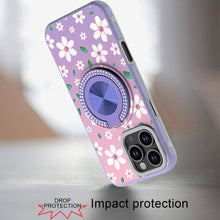 For iPhone 16 PRO MAX Case Printed Magnetic Bling Ring Stand + Tempered Glass