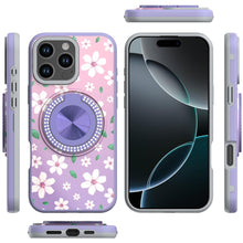 For iPhone 16 PRO MAX Case Printed Magnetic Bling Ring Stand + Tempered Glass
