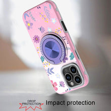 For iPhone 16 PRO MAX Case Printed Magnetic Bling Ring Stand + Tempered Glass