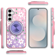 For Samsung S26+ Plus Case Printed Design with Bling 360 Stand + Tempered Glass