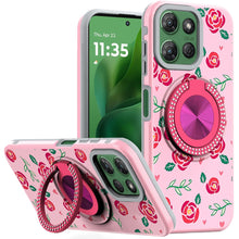 For Moto G Power 2025 Case Printed Magnetic Bling Ring Stand + Tempered Glass