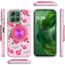 For Moto G Power 2025 Case Printed Magnetic Bling Ring Stand + Tempered Glass