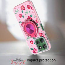 For Moto G Power 2025 Case Printed Magnetic Bling Ring Stand + Tempered Glass