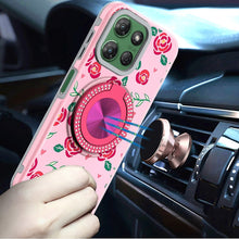 For Moto G Power 2025 Case Printed Magnetic Bling Ring Stand + Tempered Glass