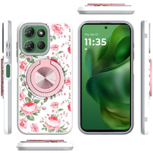 For Moto G Power 2025 Case Printed Magnetic Bling Ring Stand + Tempered Glass
