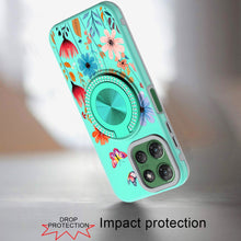 For Moto G Power 2025 Case Printed Magnetic Bling Ring Stand + Tempered Glass