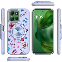 For Moto G Power 2025 Case Printed Magnetic Bling Ring Stand + Tempered Glass