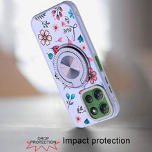 For Moto G Power 2025 Case Printed Magnetic Bling Ring Stand + Tempered Glass