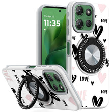 For Moto G Power 2025 Case Printed Magnetic Bling Ring Stand + Tempered Glass
