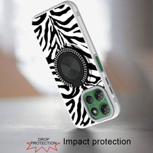 For Moto G Power 2025 Case Printed Magnetic Bling Ring Stand + Tempered Glass