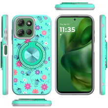For Moto G Power 2025 Case Printed Magnetic Bling Ring Stand + Tempered Glass