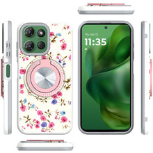 For Moto G Power 2025 Case Printed Magnetic Bling Ring Stand + Tempered Glass