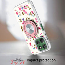 For Moto G Power 2025 Case Printed Magnetic Bling Ring Stand + Tempered Glass