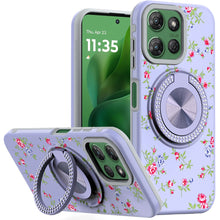 For Moto G Power 2025 Case Printed Magnetic Bling Ring Stand + Tempered Glass