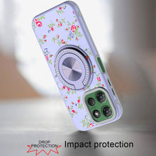 For Moto G Power 2025 Case Printed Magnetic Bling Ring Stand + Tempered Glass