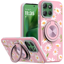 For Moto G Power 2025 Case Printed Magnetic Bling Ring Stand + Tempered Glass