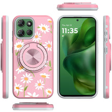 For Moto G Power 2025 Case Printed Magnetic Bling Ring Stand + Tempered Glass