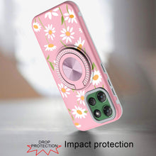 For Moto G Power 2025 Case Printed Magnetic Bling Ring Stand + Tempered Glass