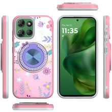 For Moto G Power 2025 Case Printed Magnetic Bling Ring Stand + Tempered Glass