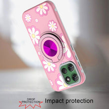 For Moto G Power 2025 Case Printed Magnetic Bling Ring Stand + Tempered Glass