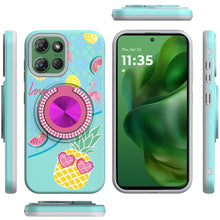 For Moto G Power 2025 Case Printed Magnetic Bling Ring Stand + Tempered Glass