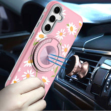 For Samsung S25+/S24+ Case Printed Magnetic Bling Ring Stand + Tempered Glass