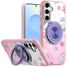 For Samsung S25+/S24+ Case Printed Magnetic Bling Ring Stand + Tempered Glass