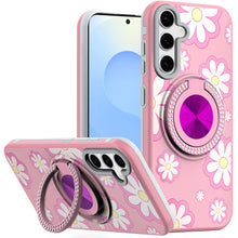 For Samsung S25+/S24+ Case Printed Magnetic Bling Ring Stand + Tempered Glass
