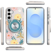 For Samsung S25+/S24+ Case Printed Magnetic Bling Ring Stand + Tempered Glass