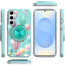 For Samsung S25+/S24+ Case Printed Magnetic Bling Ring Stand + Tempered Glass
