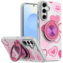 For Samsung S25+/S24+ Case Printed Magnetic Bling Ring Stand + Tempered Glass