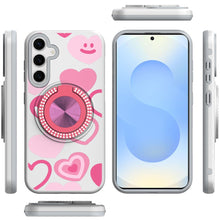 For Samsung S25+/S24+ Case Printed Magnetic Bling Ring Stand + Tempered Glass