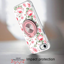 For iPhone SE 3/SE 2 iPhone 8/7 Case Printed Bling Ring Stand + Tempered Glass