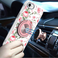 For iPhone SE 3/SE 2 iPhone 8/7 Case Printed Bling Ring Stand + Tempered Glass