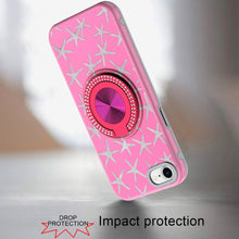 For iPhone SE 3/SE 2 iPhone 8/7 Case Printed Bling Ring Stand + Tempered Glass