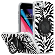 For iPhone SE 3/SE 2 iPhone 8/7 Case Printed Bling Ring Stand + Tempered Glass